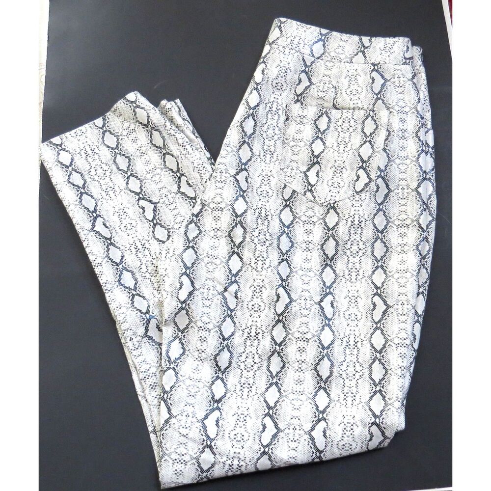 Pretty Little Thing Faux Leather High Rise Snake Print  Tapered Trousers 10 EUC